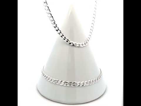 925 Silver Solid Super Flat Cuban Chain Silver 3.7mm-22