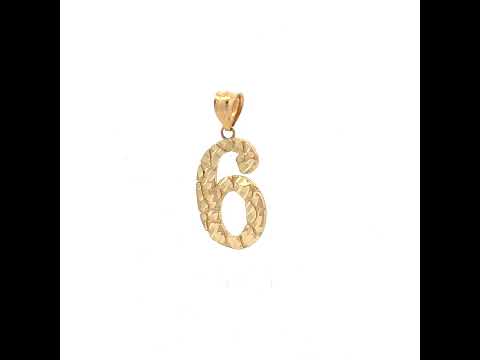 14K Gold Number "6" Pendant