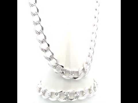 925 Silver Solid Pave Super Flat Cuban Chain Silver 10.8M