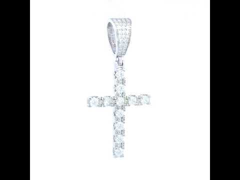 925 Sterling Silver Unisex 2.04ct Moissanite Cross Religious Charm Pendant