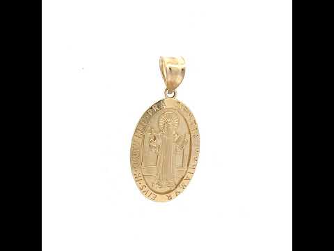 10K Yellow Gold Unisex St. Benedict Religious Charm Pendant