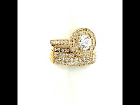 14K Gold Cubic Zirconia Trio Ring
