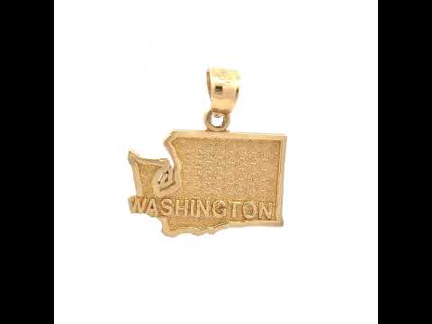 10K Yellow Gold Mens Washington State Charm Pendant