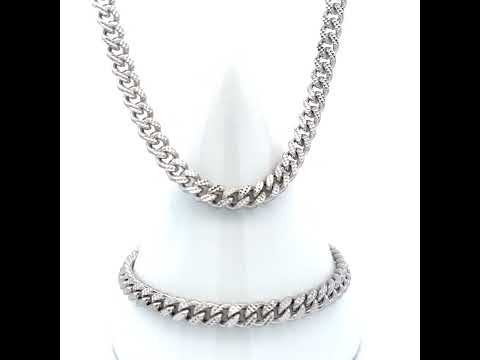 925 Silver Solid Miami Cuban Pyramid Chain 6.3mm-8"