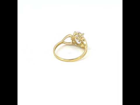 10K Yellow Gold Baby Oval Cubic-Zirconia Heart Ring