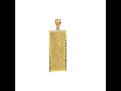 10K Yellow Gold Mens 100 Dollar Bill Currency Charm Pendant
