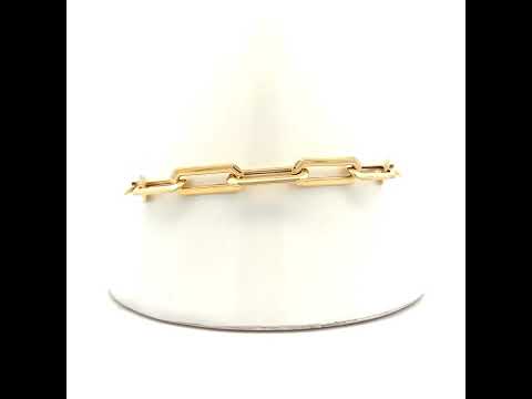 10K Yellow Gold Unisex Knife Edge Paperclip Link Bracelet Size 8 Inches