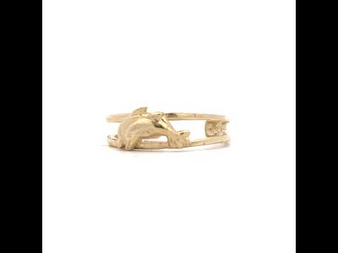 10K Yellow Gold Womens Dolphins Toe Ring