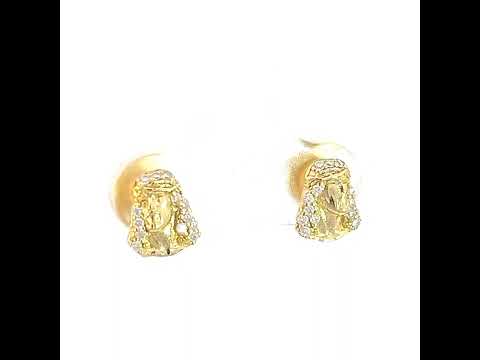 925 Sterling Silver Yellow-tone Womens 0.13ct Moissanite Jesus Religious Stud Earrings