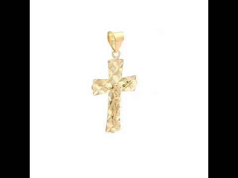 10K Yellow Gold Unisex Crucifix Cross Religious Pendant