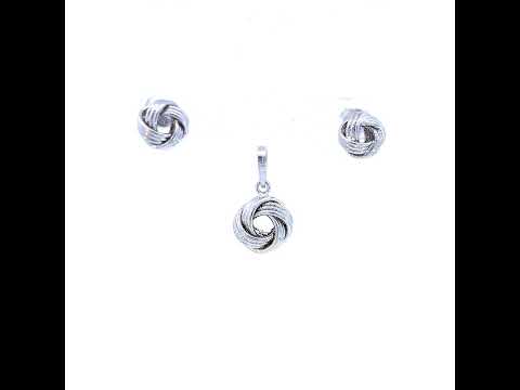 925 Sterling Silver Womens Love Knot Earrings And Pendant Set