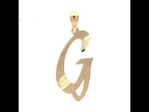 10K Yellow Gold Unisex Diamond-Cut Initial G Charm Pendant