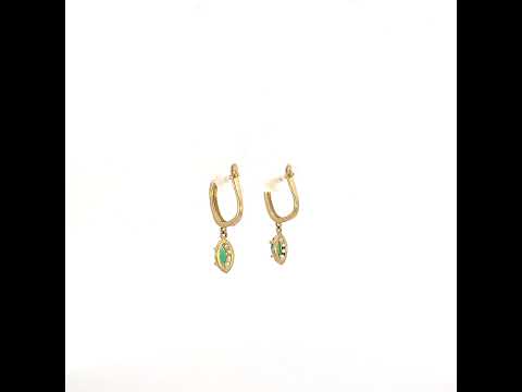 10K Yellow Gold Womens Green White Marquise Round Cubic-Zirconia Fashion Latch Back Earrings