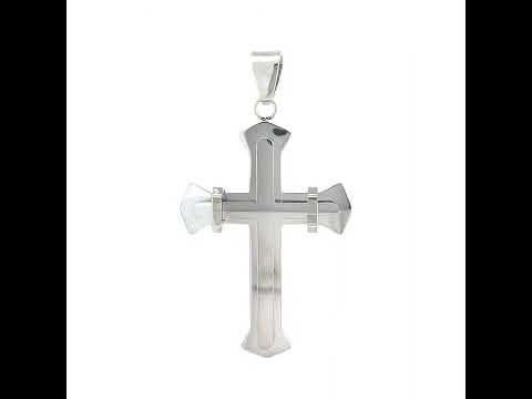 Stainless Steel Mens Cross Religious Charm Pendant