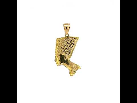 10K Yellow Gold Mens Nefertiti Egyptian Charm Pendant