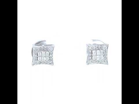 925 Sterling Silver Womens 0.23ct Baguette 0.23ct Round Moissanite Square Fashion Stud Earrings