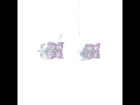 925 Sterling Silver Womens Purple White Cubic-Zirconia Square Fashion Stud Earrings