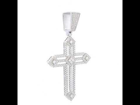925 Sterling Silver Mens 1.51ct Moissanite Cross Religious Charm Pendant