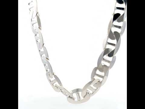 925 Sterling Silver Solid Classic Mariner Chain 13mm-28