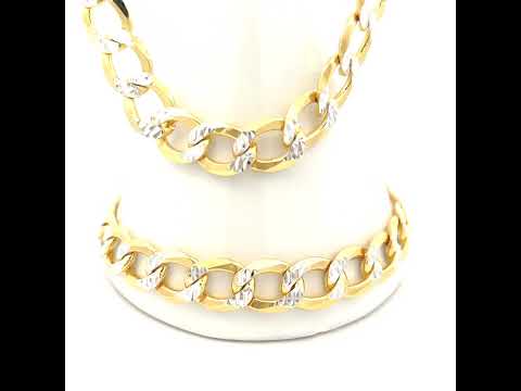 925 Silver Solid Super Flat Cuban Chain Two-tone 10.5mm-20
