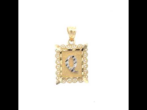 10K Two-tone Gold Unisex Initial Alphabet Q Charm Pendant