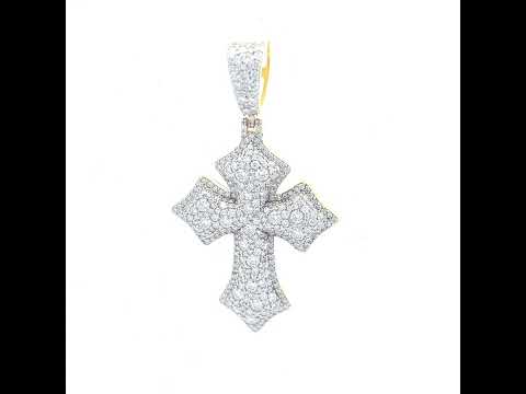 925 Sterling Silver Yellow-Tone Unisex Moissanite Cross Religious Pendant