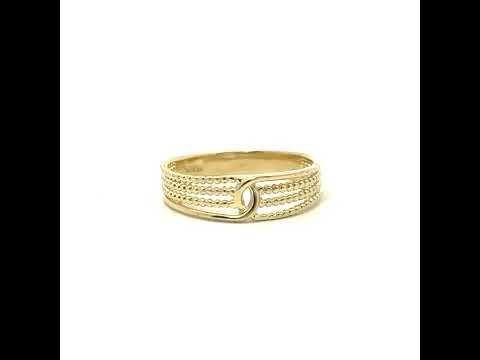 10K Yellow Gold Womens Intertwined Beaded Triple Band Ring