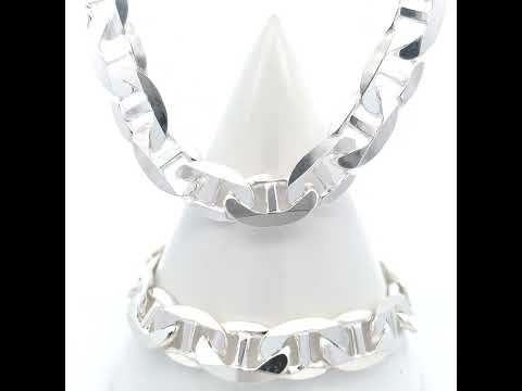 925 Sterling Silver Solid Classic Mariner Chain 11mm-28