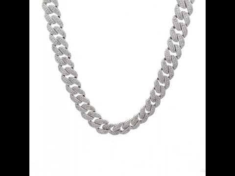 925 Sterling Silver 17.44ct Moissanite Miami Cuban Chain 10mm 18 Inches