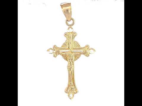 10K Yellow Gold Womens Mens Unisex Jesus Crucifix Cross Religious Charm Pendant