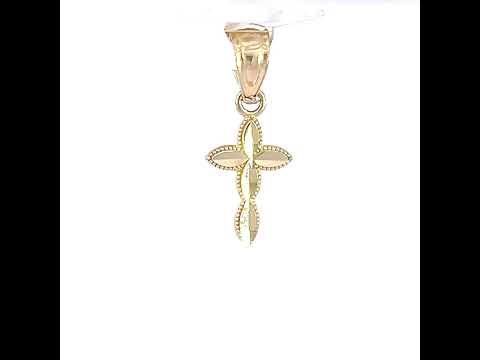 10K Yellow Gold Diamond-Cut Womens Cross Religious Charm Pendant