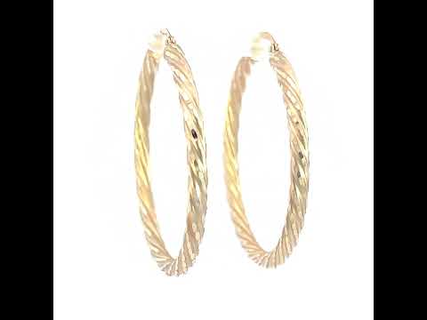 10K Yellow Gold Womens Diamond-cut Spotted Patterned Fancy Hoop Earrings 3mm-38