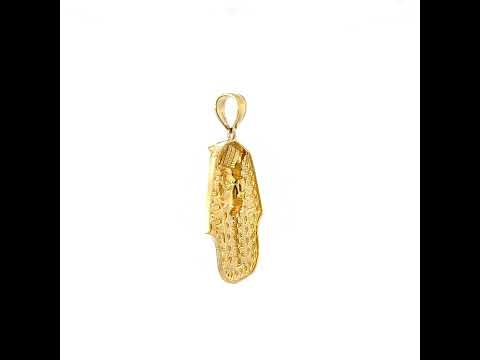 10K Yellow Gold Mens Pharaoh Egyptian Charm Pendant