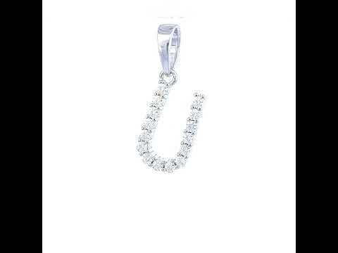 925 Sterling Silver Unisex 0.47ct Moissanite Initial U Alphabet Charm Pendant