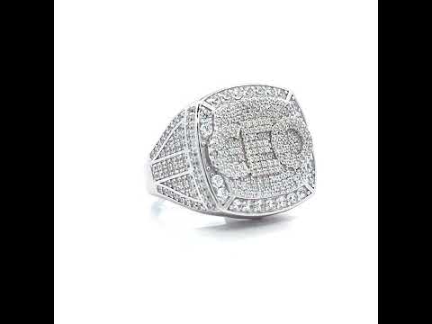 925 Sterling Silver Mens Pink White 2.92ct Moissanite Leo/Lion Zodiac Sign/Wildlife Ring Size 11