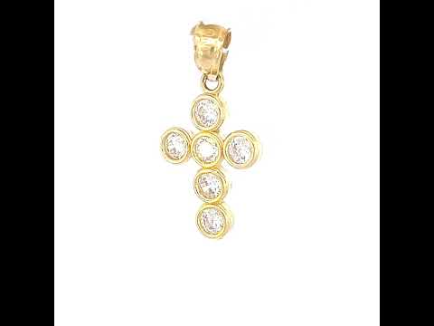10K Yellow Gold Womens Cubic-Zirconia Cross Religious Charm Pendant