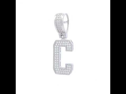 925 Sterling Silver Unisex 0.46ct Moissanite Initial Alphabet C Charm Pendant
