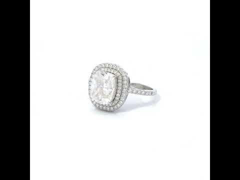 925 Sterling Silver Womens Cushion-Cut Round Moissanite Halo Engagement Ring