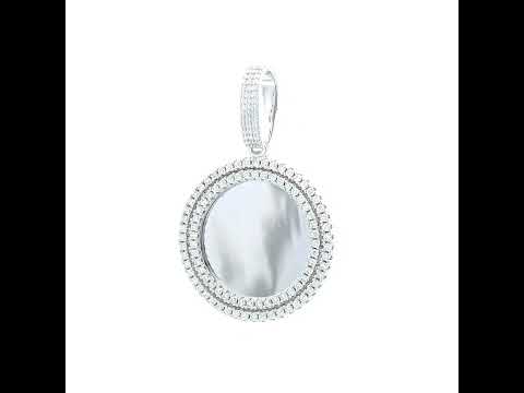 925 Sterling Silver Mens 1.72ct Moissanite Picture Frame Charm Pendant