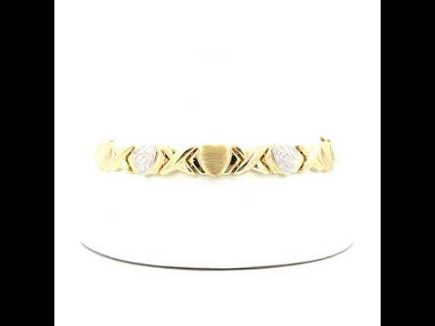 10K Two-tone Gold Womens Stampato Bracelet Size 8 Inches