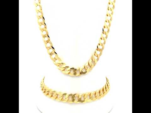 925 Silver Solid Super Flat Cuban Chain Yellow 6.8mm-18
