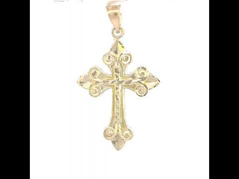 10K Yellow Gold Mens Cross Religious Charm Pendant