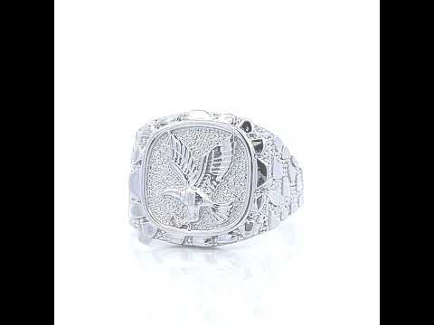 925 Sterling Silver Mens Nugget Eagle Bird Patriotism Symbol Ring Size 10