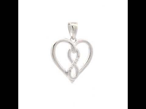 925 Sterling Silver Womens Cubic-Zirconia Infinity Heart Pendant