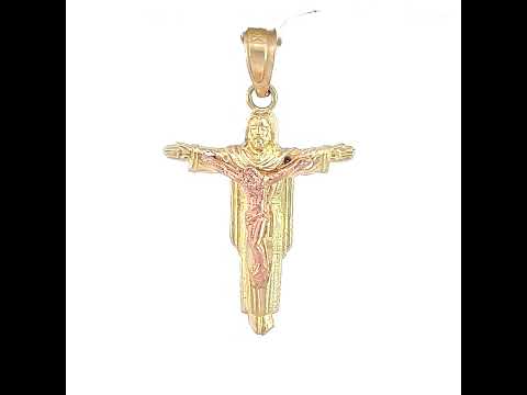 10K Gold Two-Tone Unisex Jesus Religious Charm Pendant