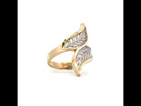 10K Two-tone Gold Womens Fashion Leaf Ring