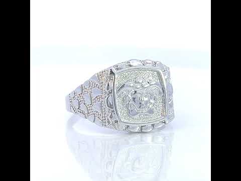 925 Sterling Silver Mens Nugget Medusa Egyptian Ring Size 11