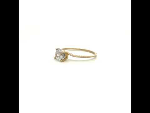 10K Yellow Gold Womens Cubic-Zirconia Engagement Ring
