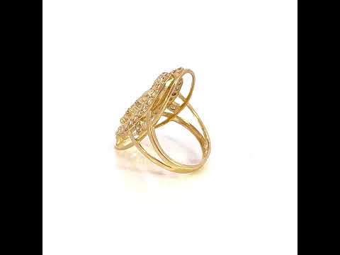 10K Yellow Gold Womens Cubic-Zirconia St. Jude Religious Ring