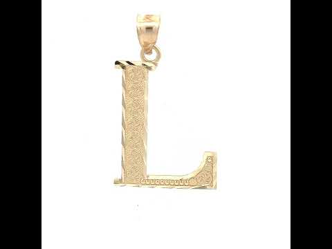10K Yellow Gold Unisex Diamond-Cut Initial Letter L Charm Pendant